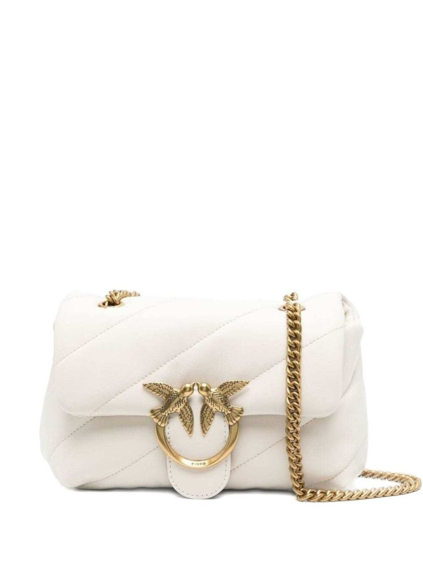 Pinko White Quilted Diagonal Shoulder Bag
