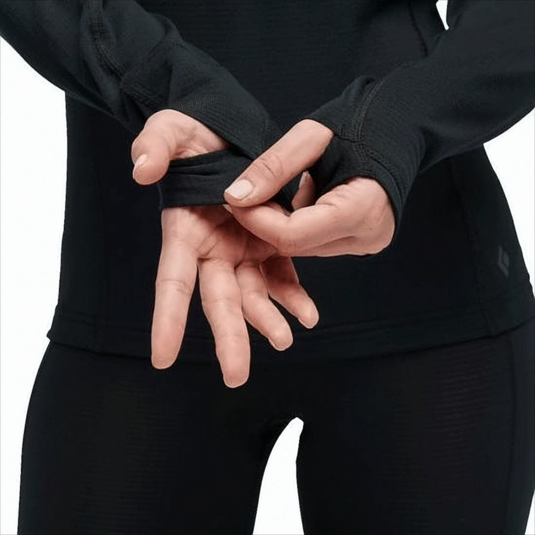 Black Diamond Textured Black Long-Sleeve Top With High Collar And Half-Zip Closure