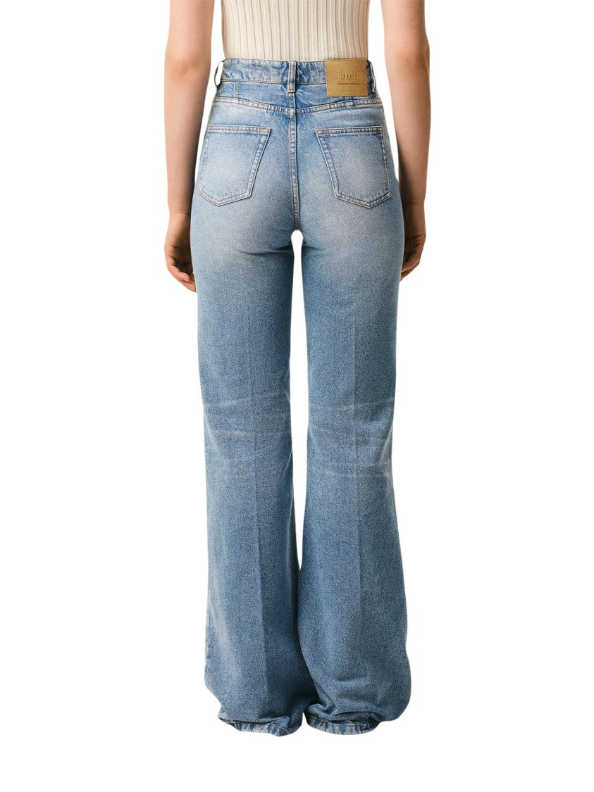 Ami Paris Blue High-Waist Flare Denim Jeans