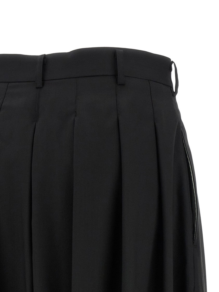 Comme Des Garçons Extra Wide Leg Black Zuava Pants With Gathered Hem