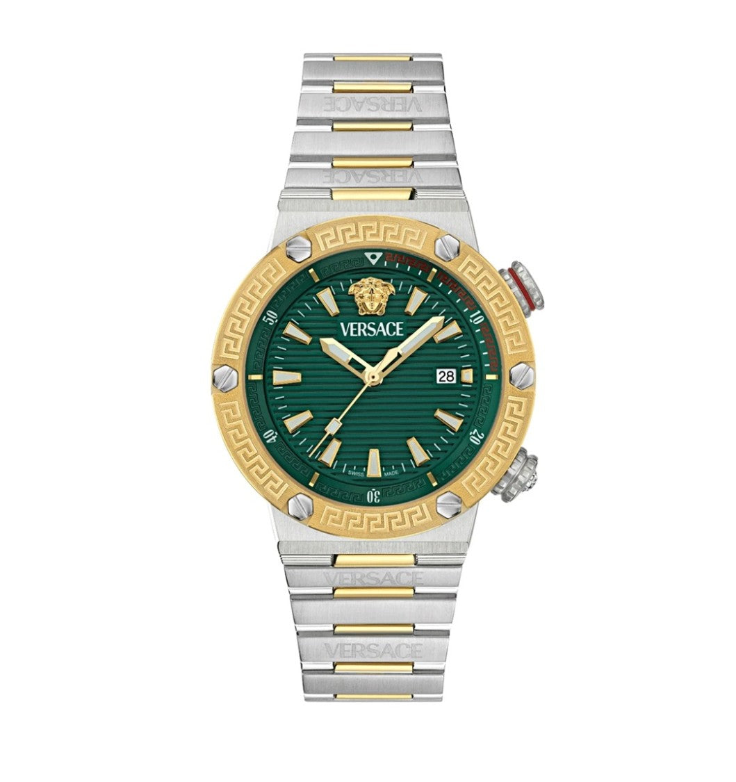Versace Greca Logo Diver 43Mm Men's Green Dial Quartz Watch