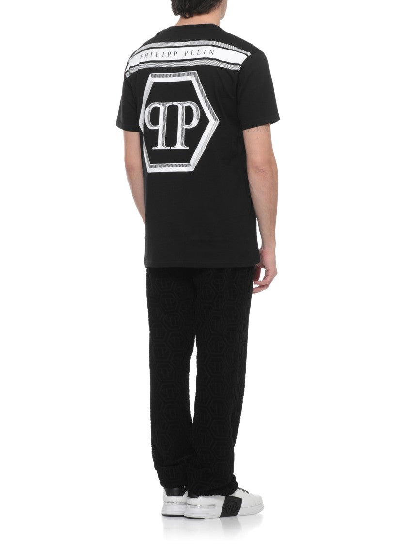 Philipp Plein Black Hexagon Skull Print Cotton T-Shirt