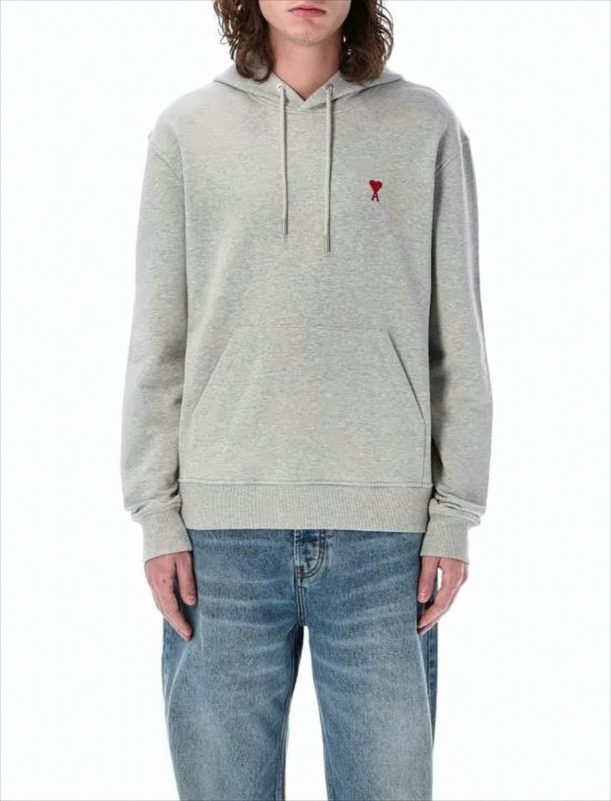 Ami Relaxed Fit Cotton Hoodie With Iconic Heart Emblem