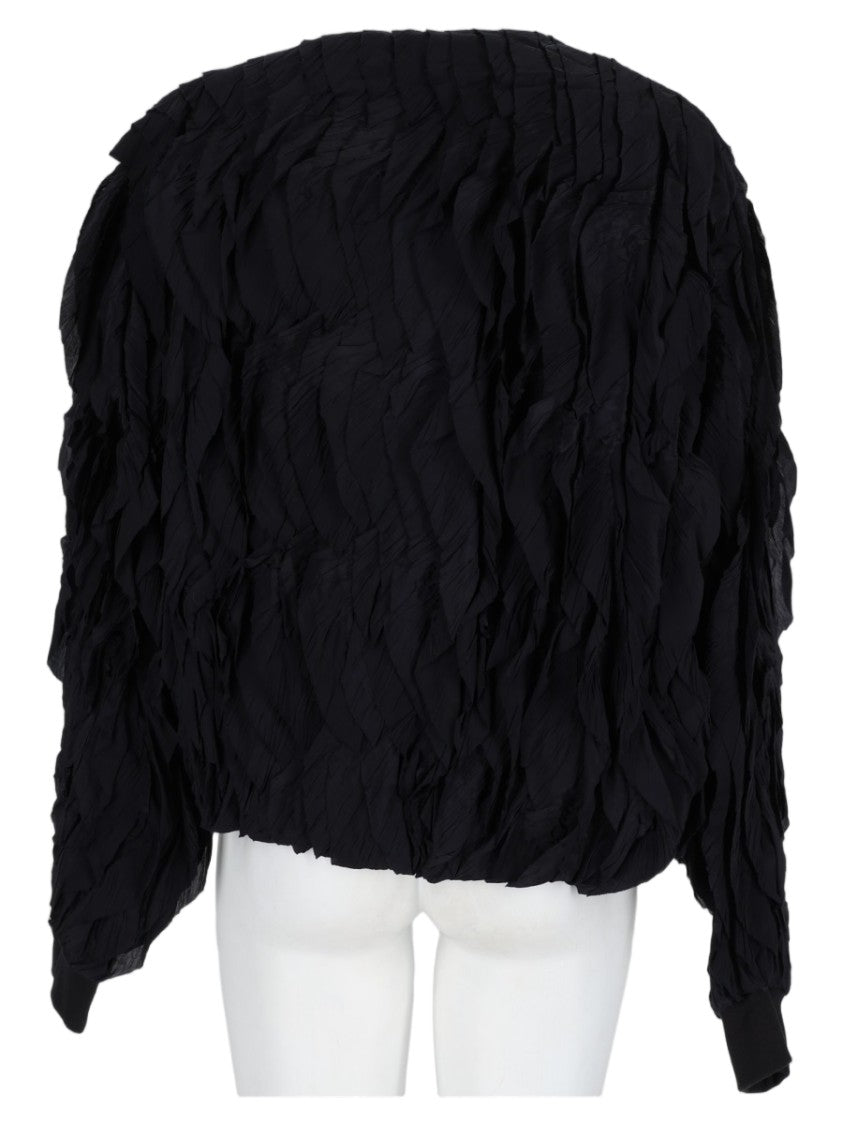 Alysi Blue Cropped Textured Viscose Jacket