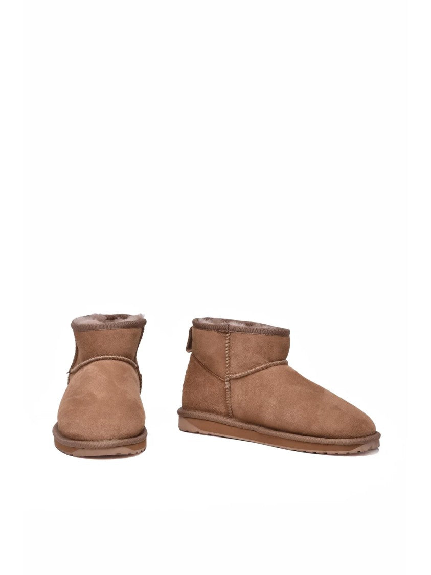 Emu Australia Beige Leather Fur Ankle Boots