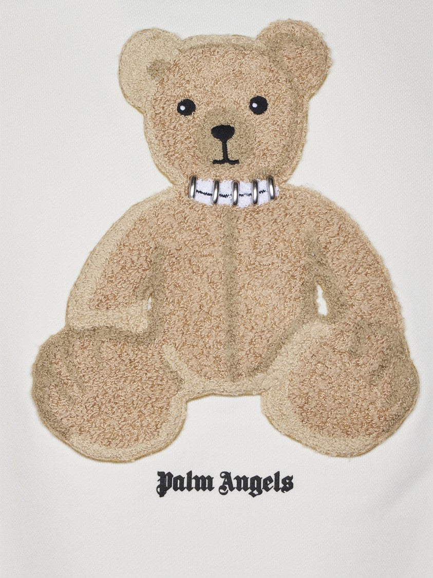 Palm Angels Crewneck Sweatshirt With Textured Teddy Bear Applique
