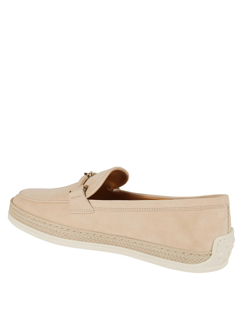 Tod's Beige Moccasins With Double T Ring