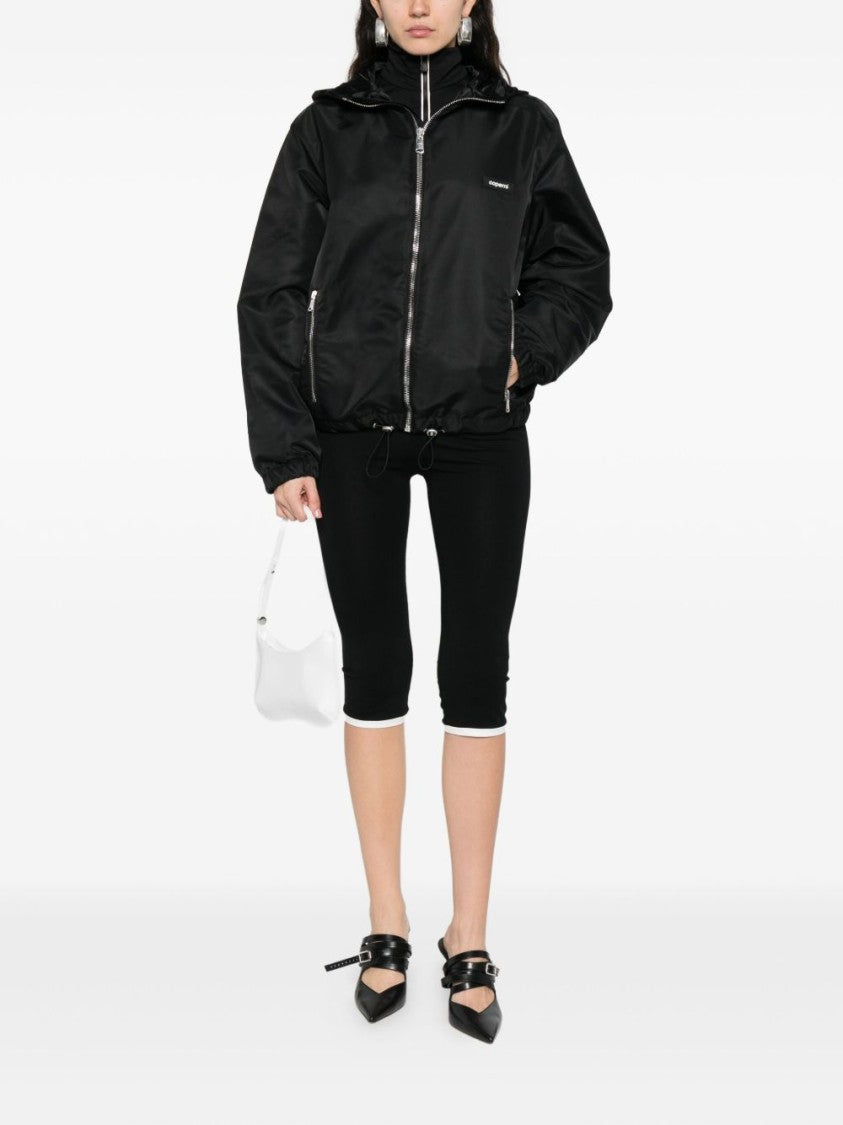 Coperni Black Hooded Drawstring Hem Zip Jacket
