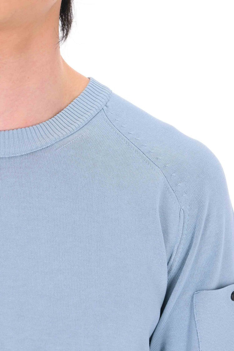 C.P. Company Blue Cotton Crepe Crewneck Sweater