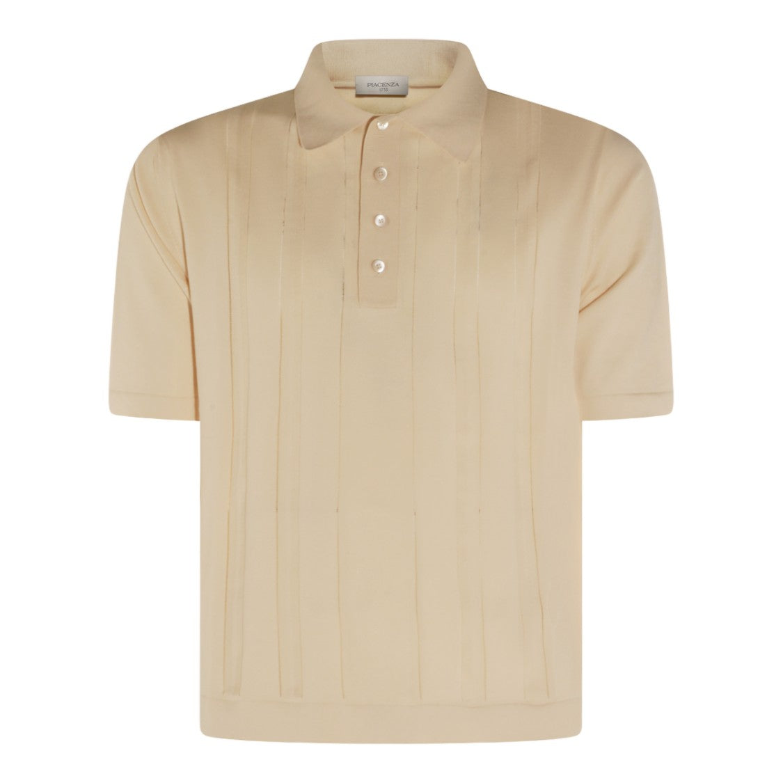 Piacenza Cashmere Cream Polo Shirt With Button Placket And Ribbed Detailing