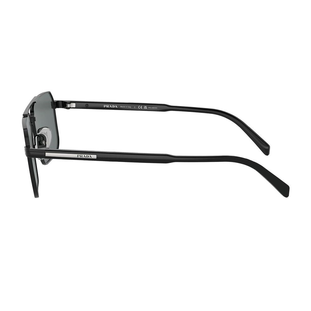 Prada Pra57s Polarized Rectangular Metal Frame Sunglasses