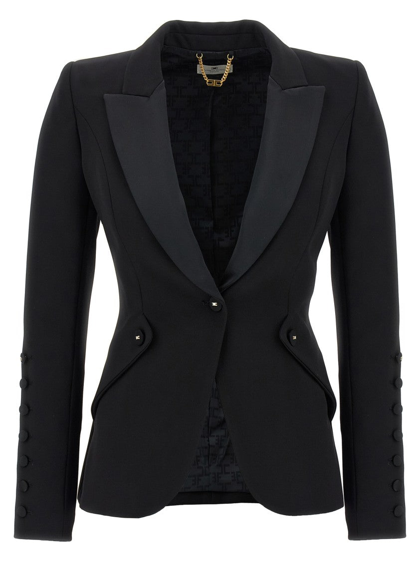 Elisabetta Franchi Lightweight Single-Breasted Tuxedo Blazer