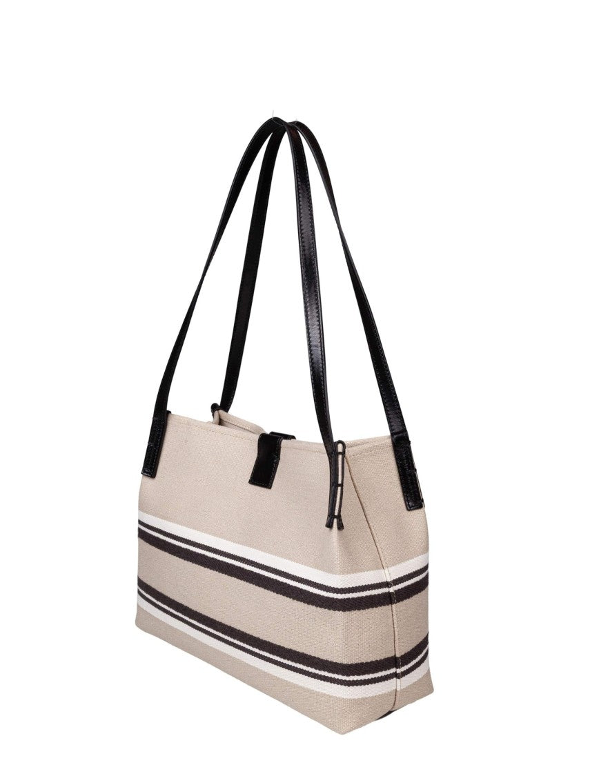 Balmain Release Canvas & Leather Shopper Bag