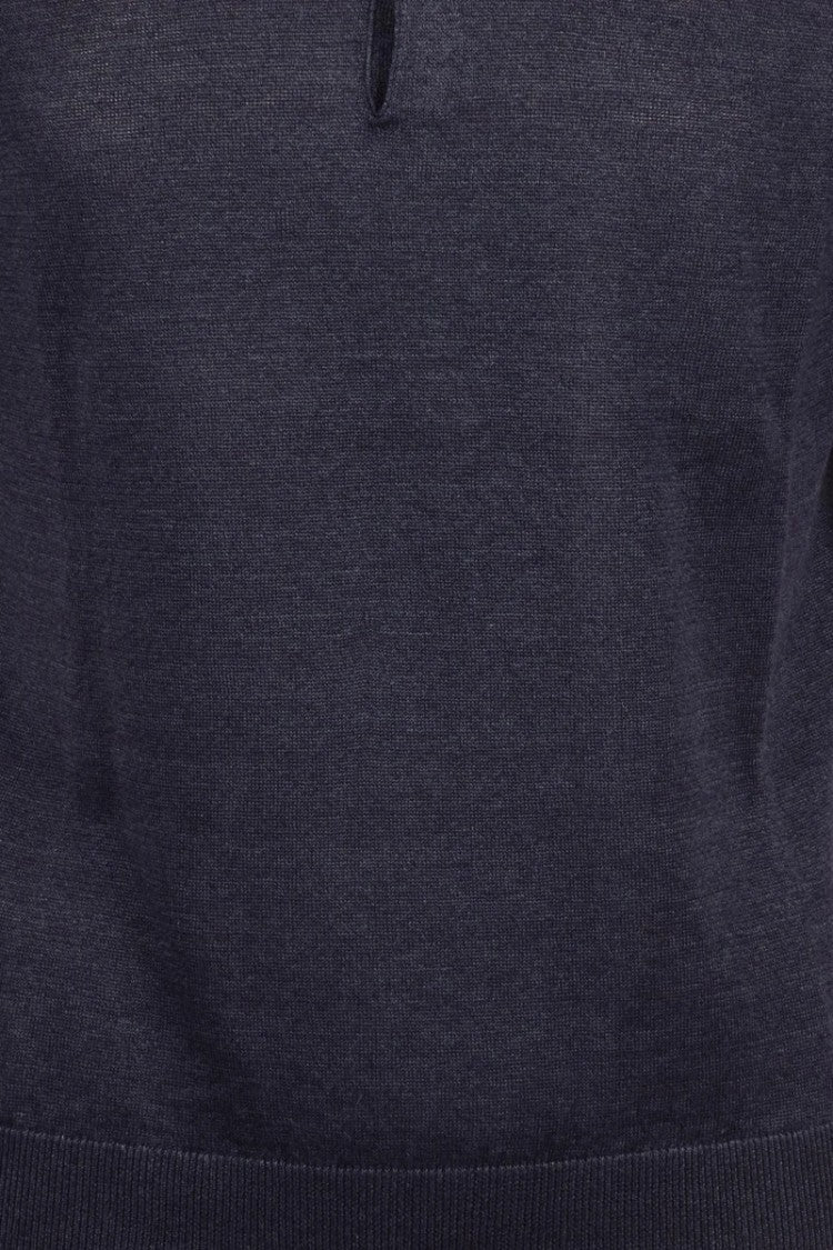 Drumohr Linen Cotton Knit Polo Shirt - Blue