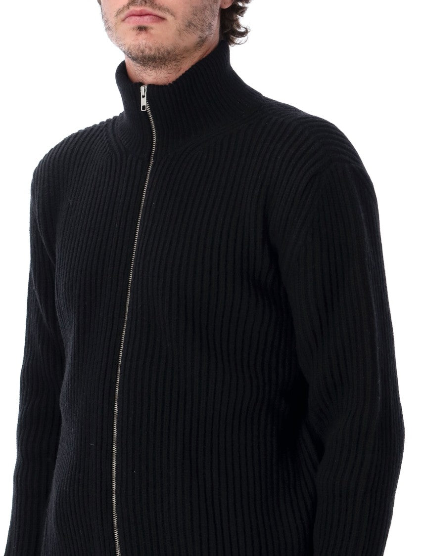 Mm6 By Maison Margiela Ribbed Knit High Collar Zip-Through Jacket
