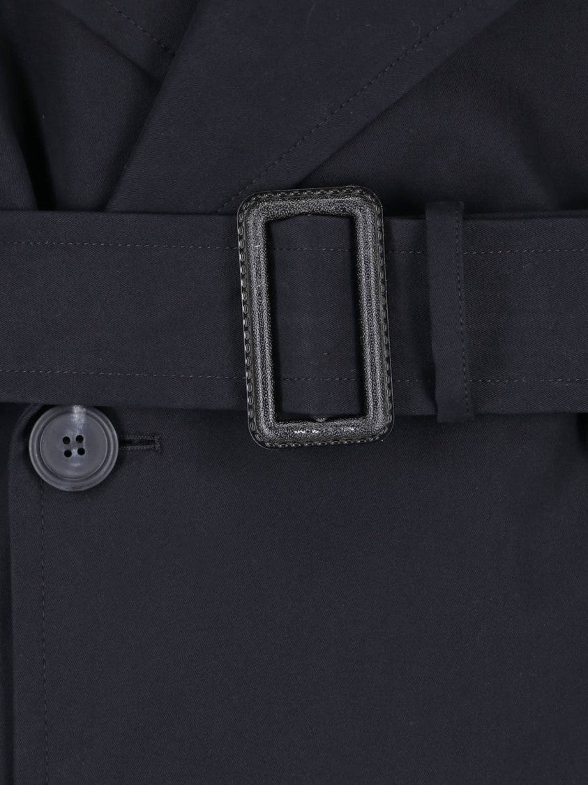 Mm6 By Maison Margiela Black Cotton Twill Trench Coat