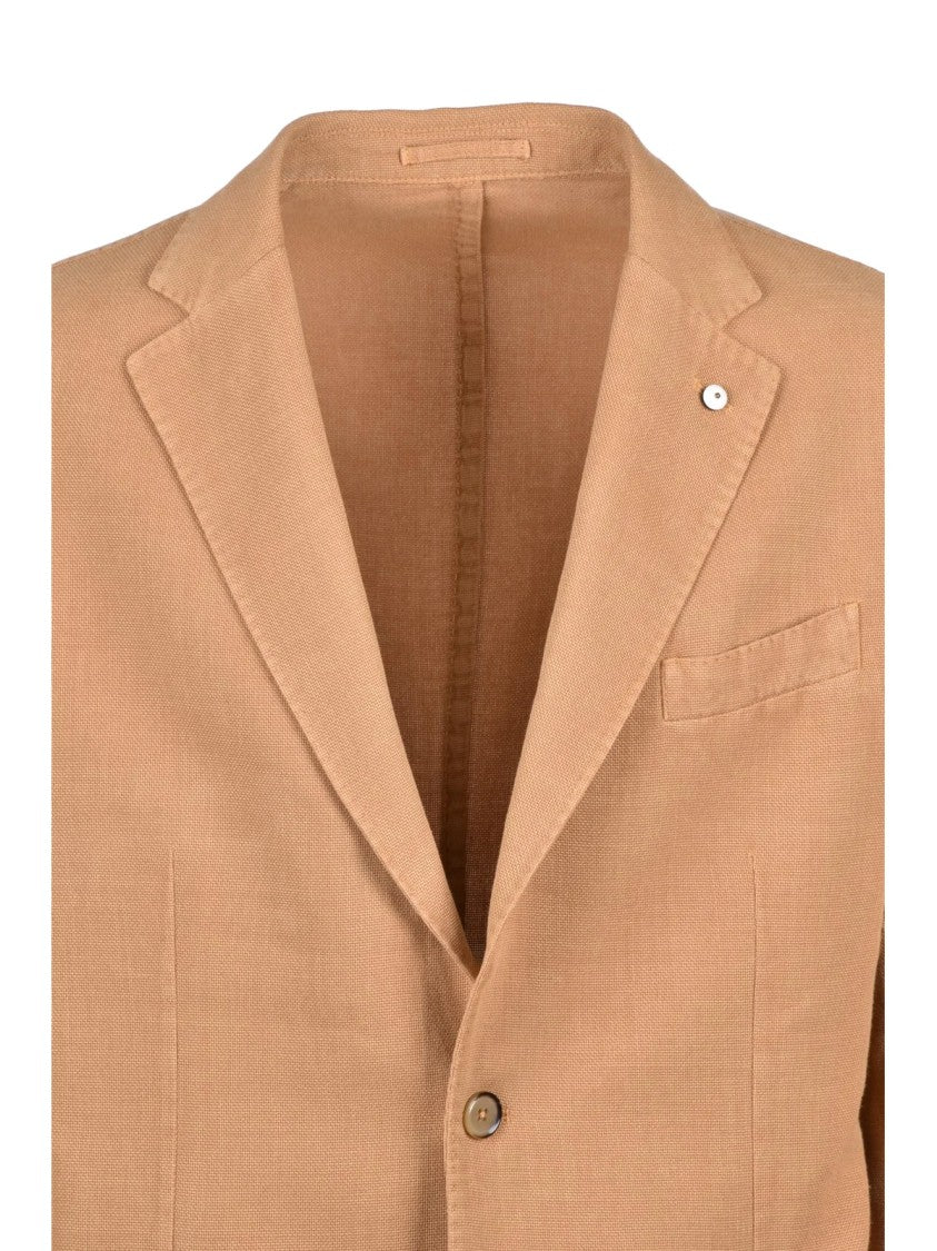L.B.M. 1911 Beige Cotton Ramie Rounded Blazer Jacket