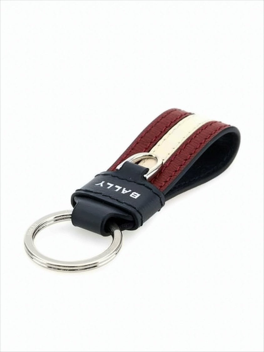 Bally Looped Red Calf Leather Keyring
