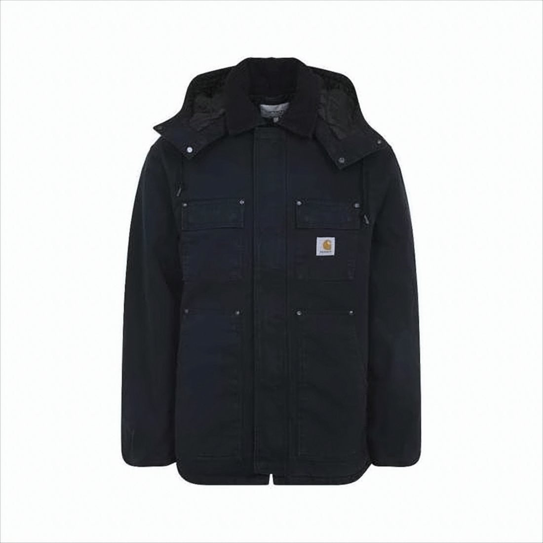 Carhartt Wip Sturdy Structured Black Coat With Corduroy Collar