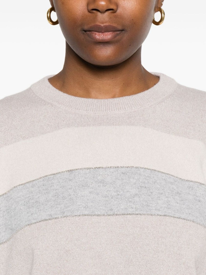 Peserico Textured Knit Sweater With Subtle Stripes