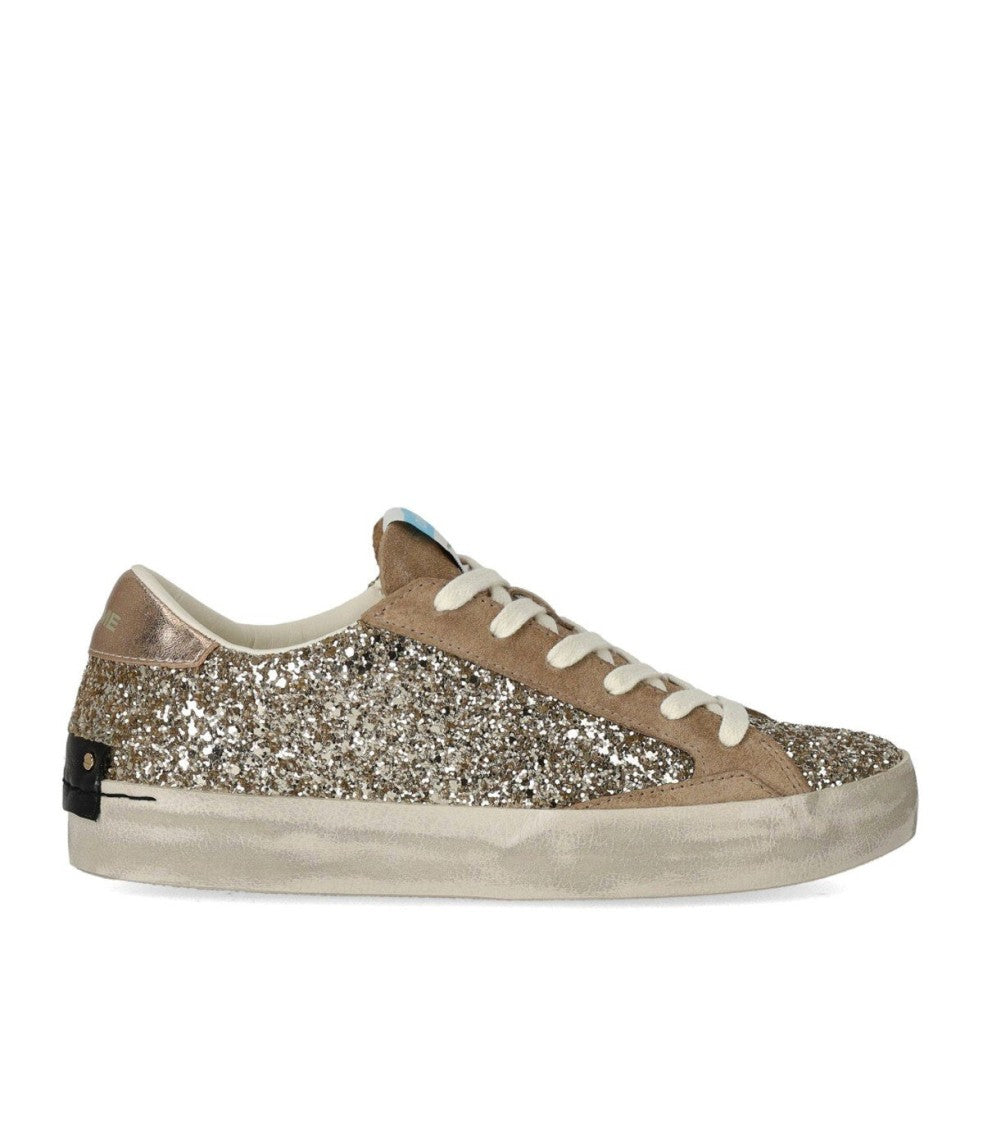 Crime London Distressed Glitter Gold Sneaker