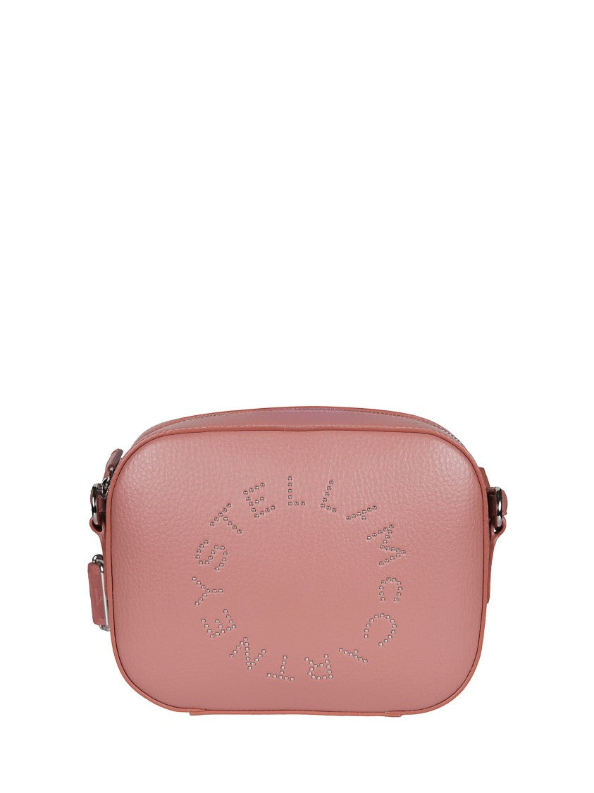 Stella Mccartney Pink Canvas Strap Perforated Logo Leather Shoulder Bag