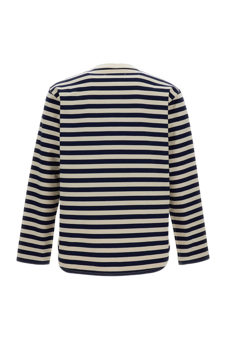 Junya Watanabe White Striped Buttons Boxy Cotton T-Shirt