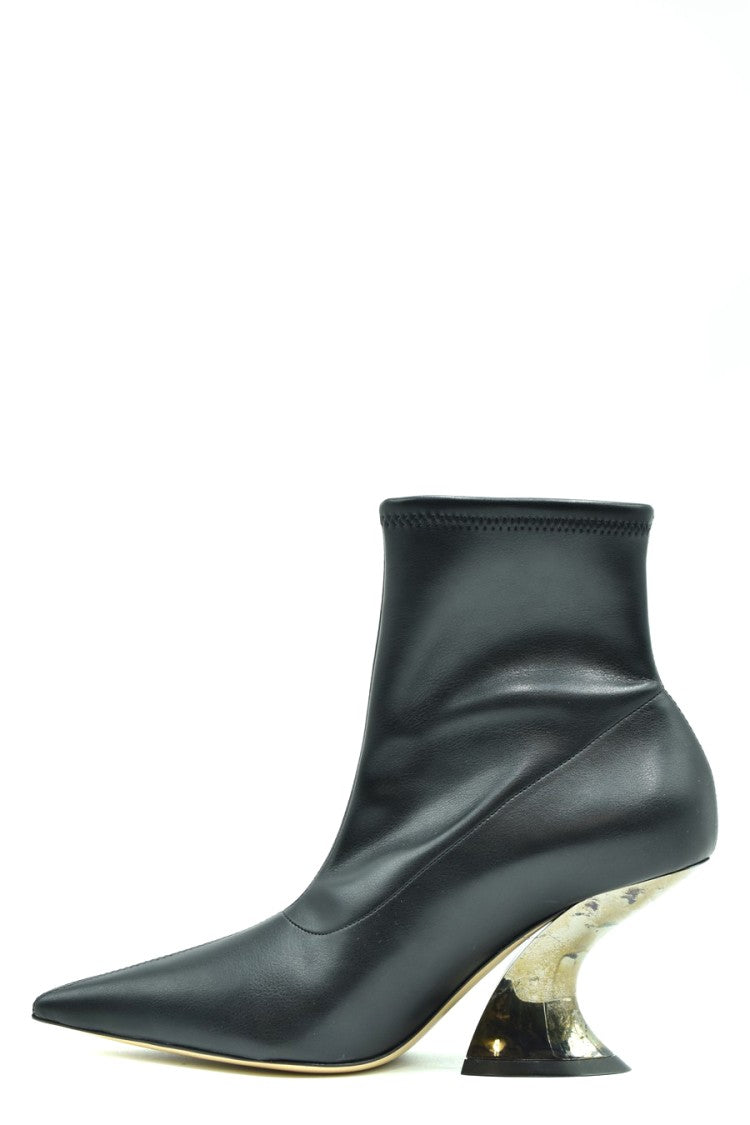 Casadei Sculptural Black Leather Ankle Boots Translucent
