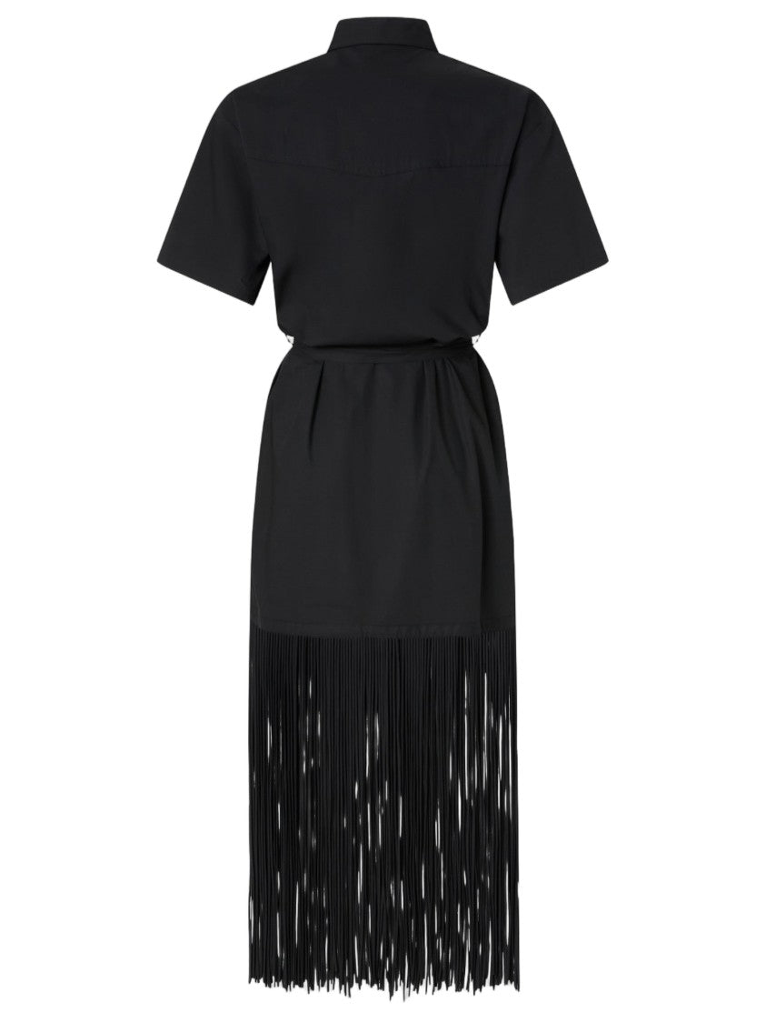 Pinko Cotton Shirt Dress With Fringe