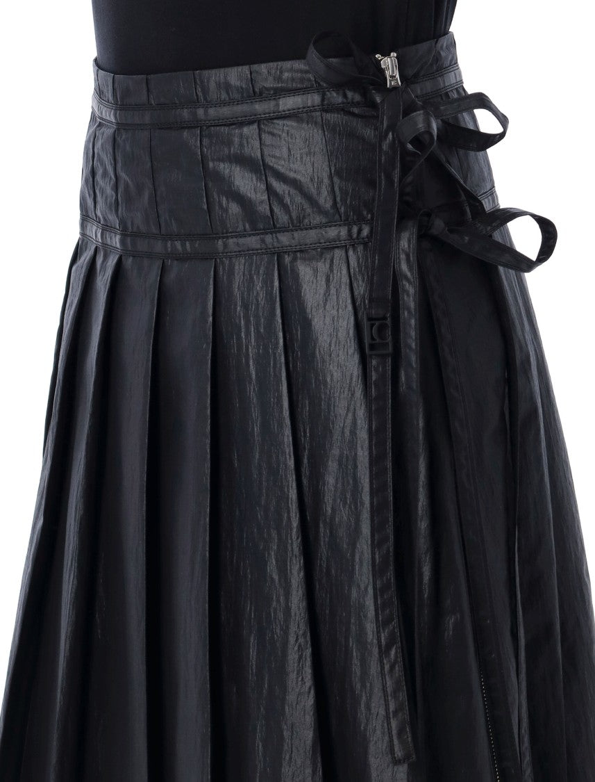 Low Classic Pleated Zipper Skirt With Adjustable Straps