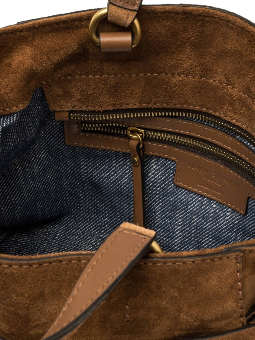 Gianni Chiarini Medium-Sized Suede Handbag With Gold-Tone Closure