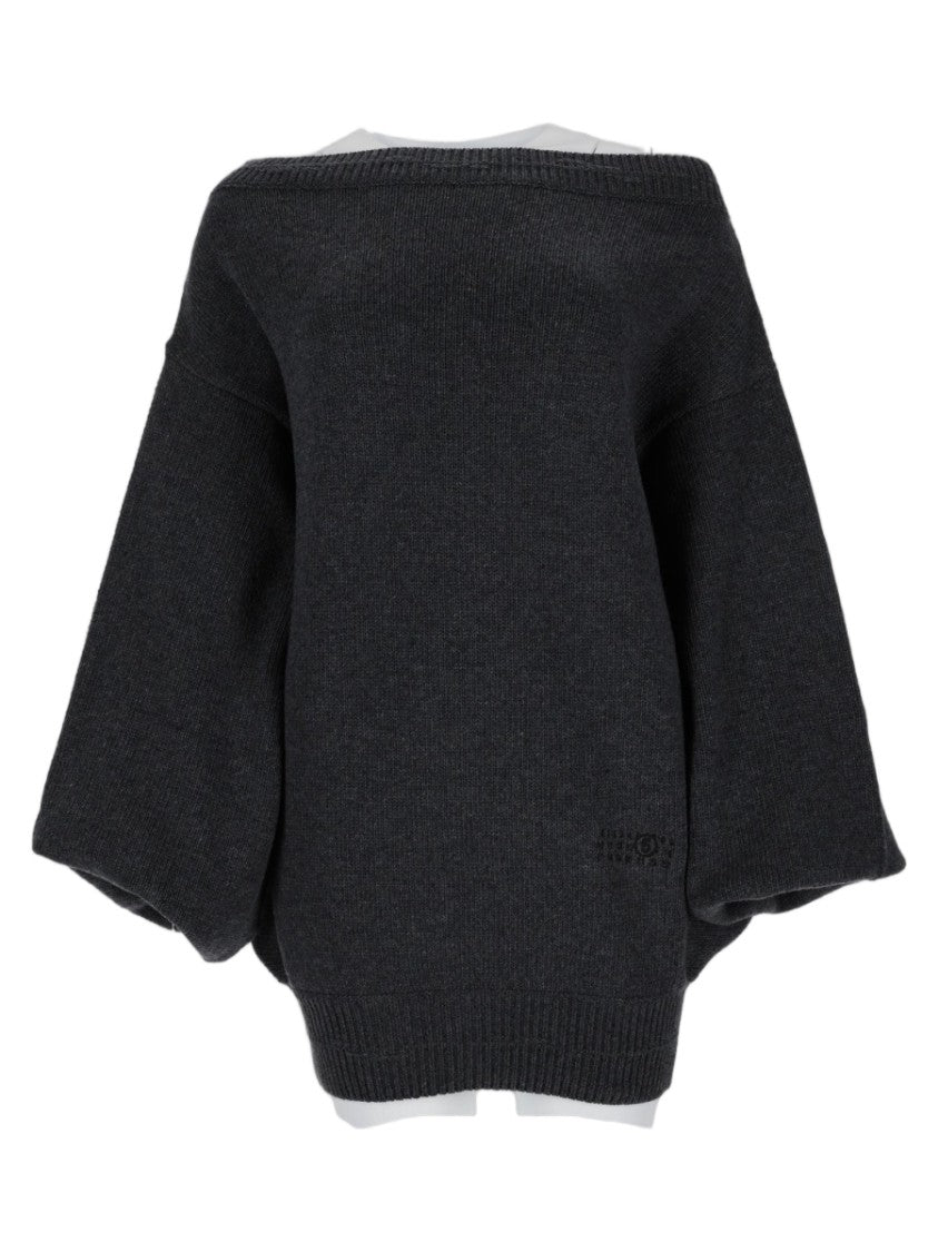 Mm6 By Maison Margiela Relaxed Fit Knitted Sweater With Balloon Sleeves