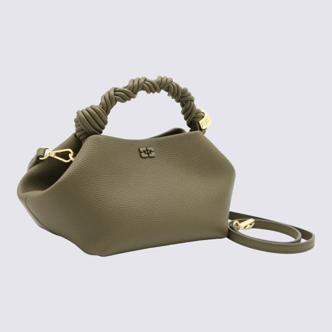 Ganni Geometric Handbag With Twisted Handle And Gold-Tone Accents