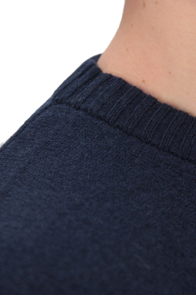 Herno Wool-Cashmere Crewneck Sweater With Suede Patches