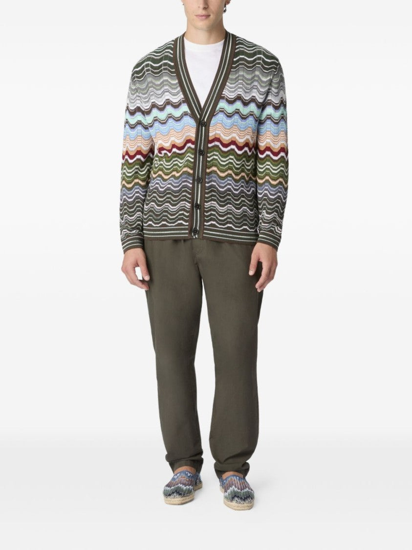 Missoni Multicolored Chevron Knit Cardigan