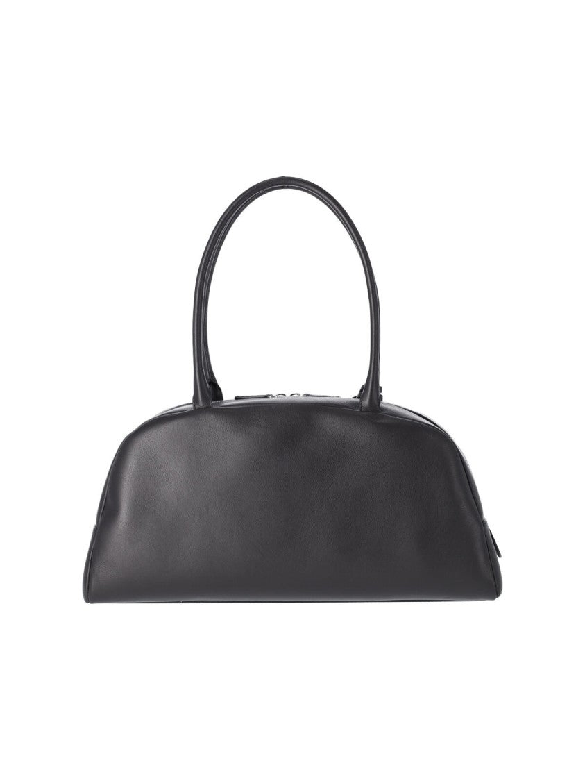 Courrèges Shoulder Bag "Monday" In Smooth Black Calf Leather