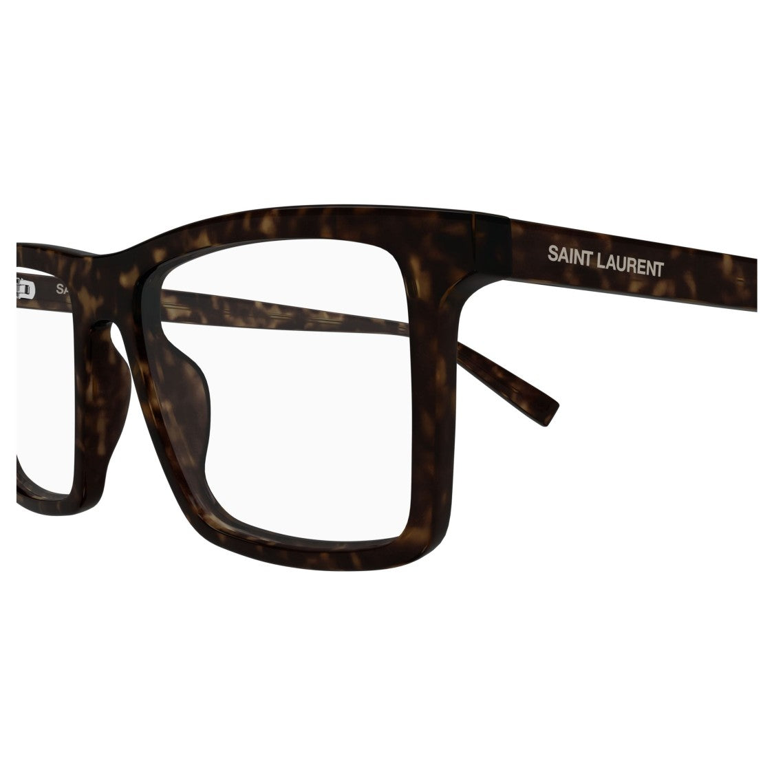 Saint Laurent Bold Tortoiseshell Rectangular Sunglasses With Wide Temples