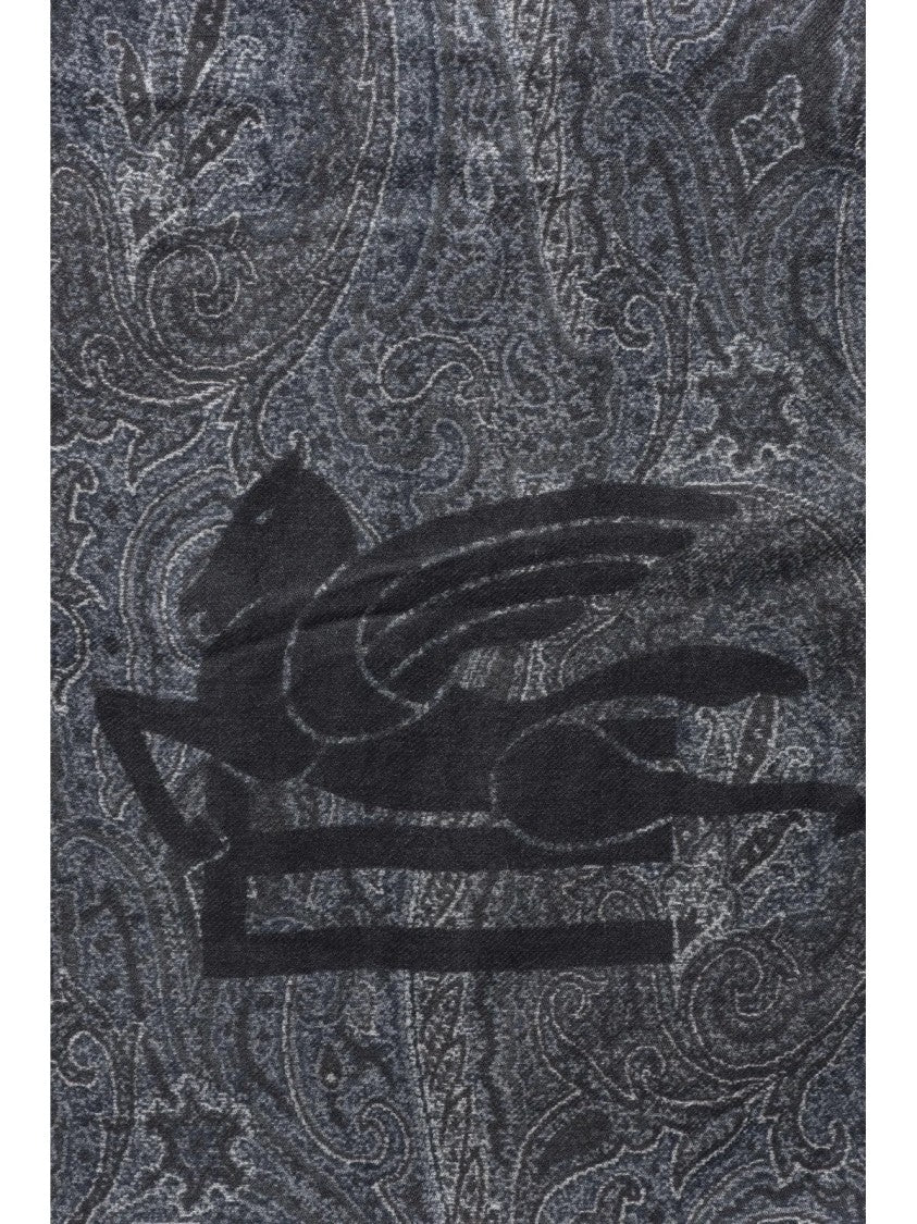 Etro Black Modal-Blend Paisley Scarf