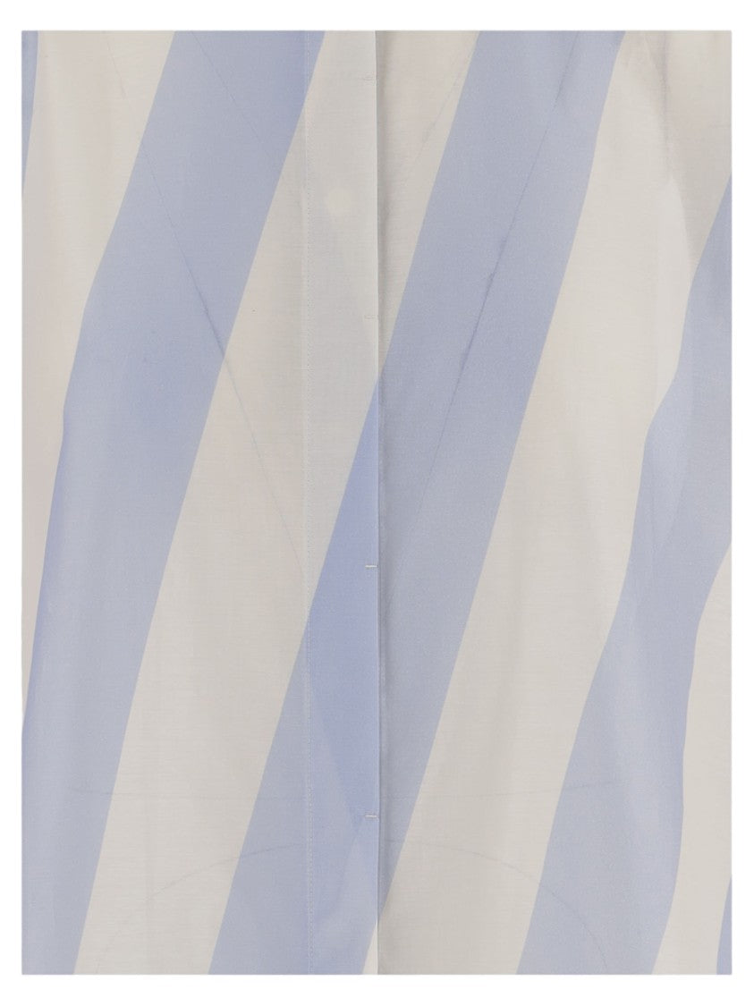 Jacquemus White Light Blue Striped Cotton-Blend Tank Shirt