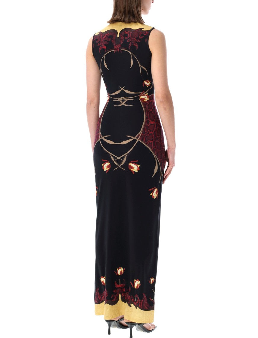 Marine Serre Floral Print Jersey Maxi Dress
