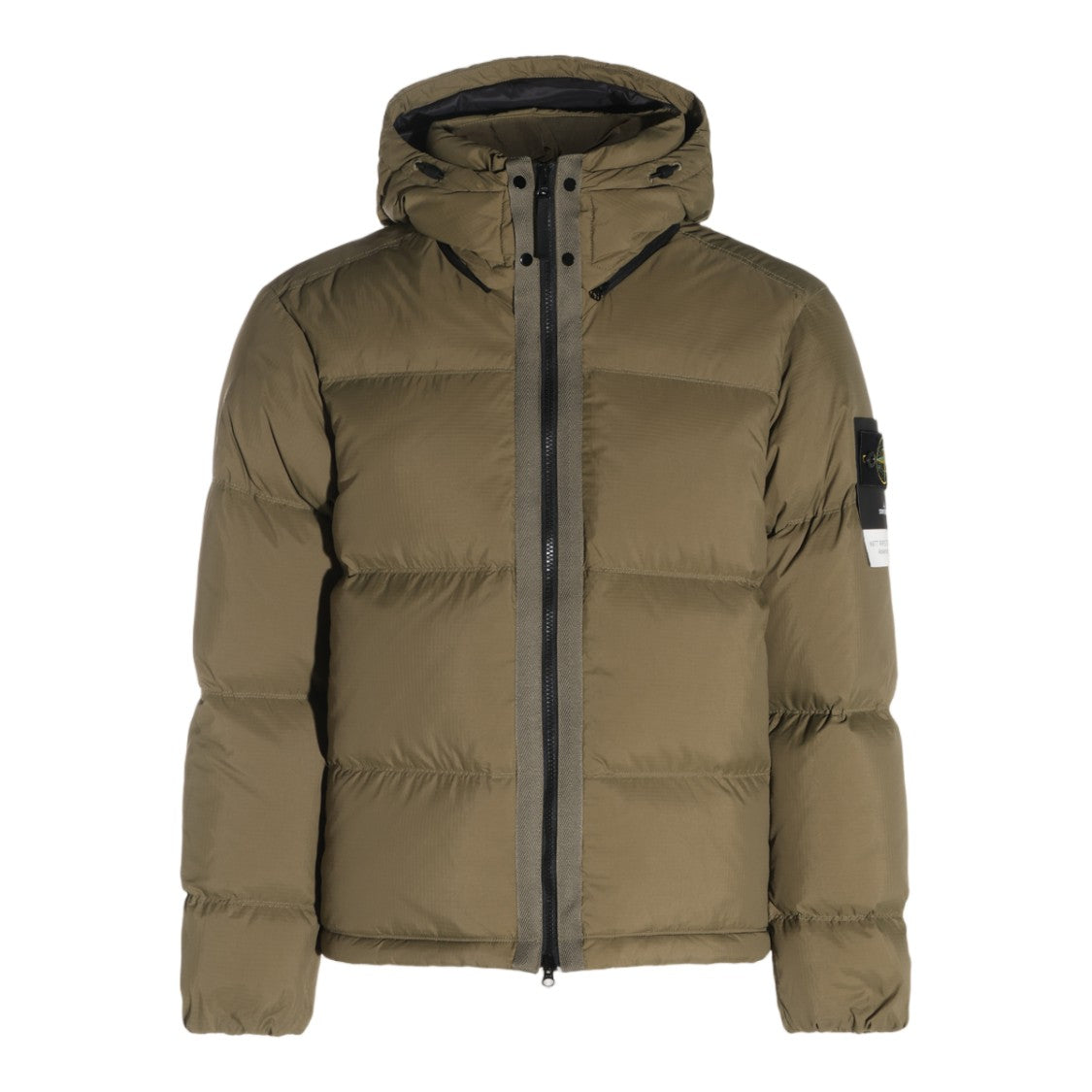 Stone Island Padded Brown Jacket With Quilted Design And High Collar