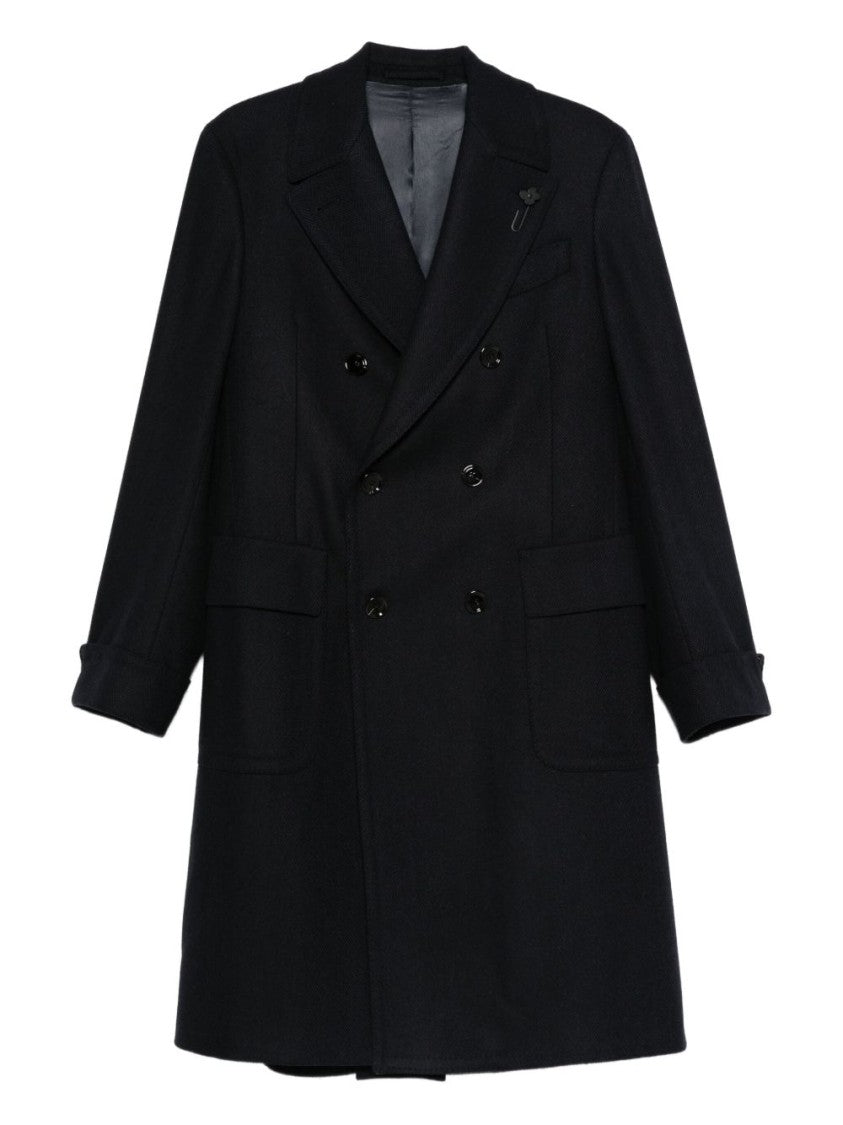 Lardini Double-Breasted Wool And Cashmere Overcoat