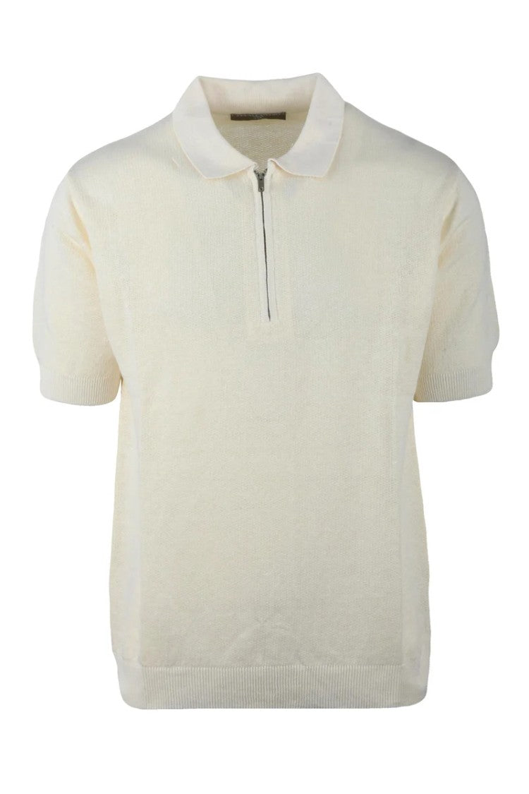Daniele Fiesoli White Linen Cotton Knit Polo