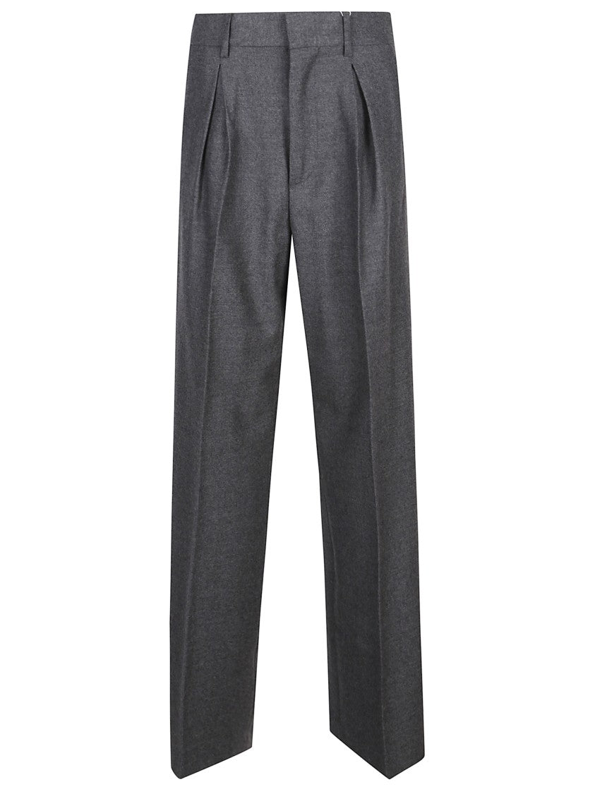 Mm6 By Maison Margiela Tailored Long Wool Trousers With Pleated Front