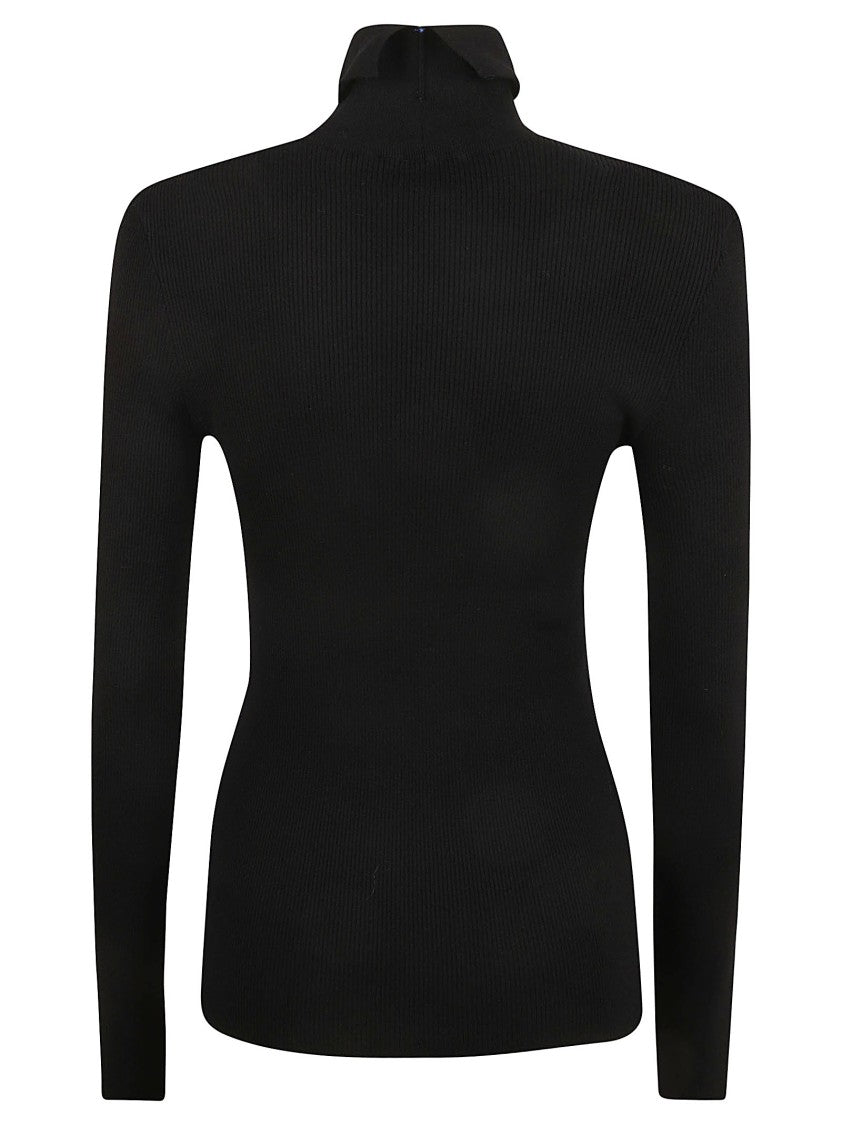 Burberry Fitted Black Sweater With High Neck