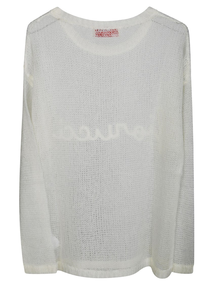 Fiorucci Lightweight Semi-Sheer Knit Sweater With Subtle Script Detail