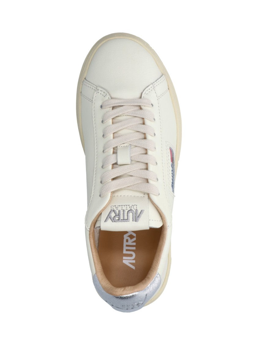 Autry Low-Top Off-White Leather Sneakers With Metallic Accents