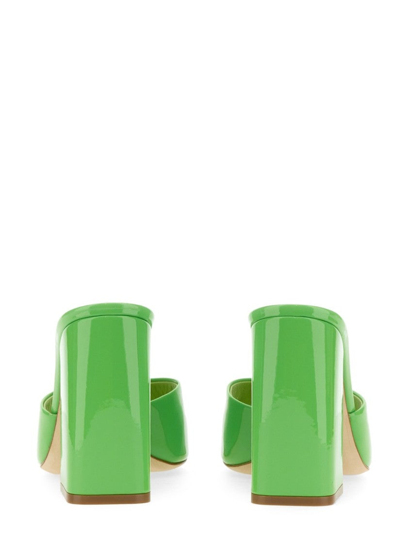Paris Texas Anja Open-Toe Green Patent Leather Mules