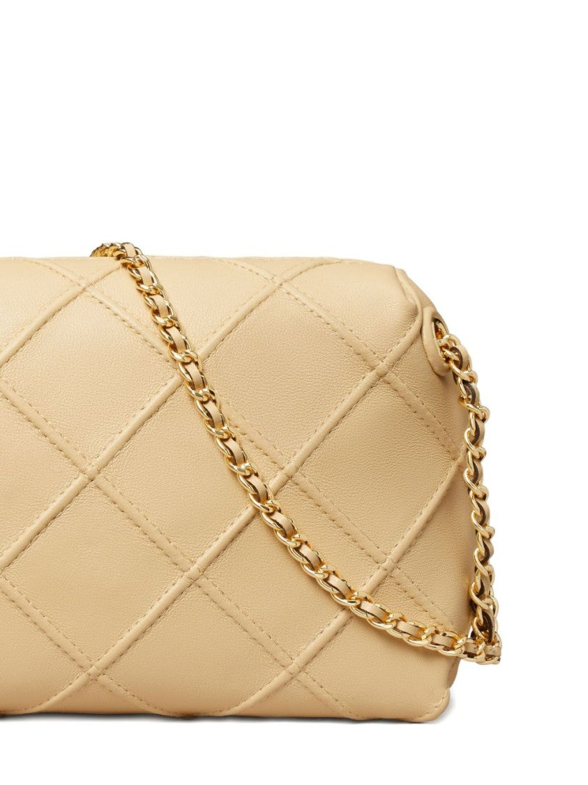 Tory Burch Sesame Beige Diamond Quilted Shoulder Bag With Gold-Tone Hardware