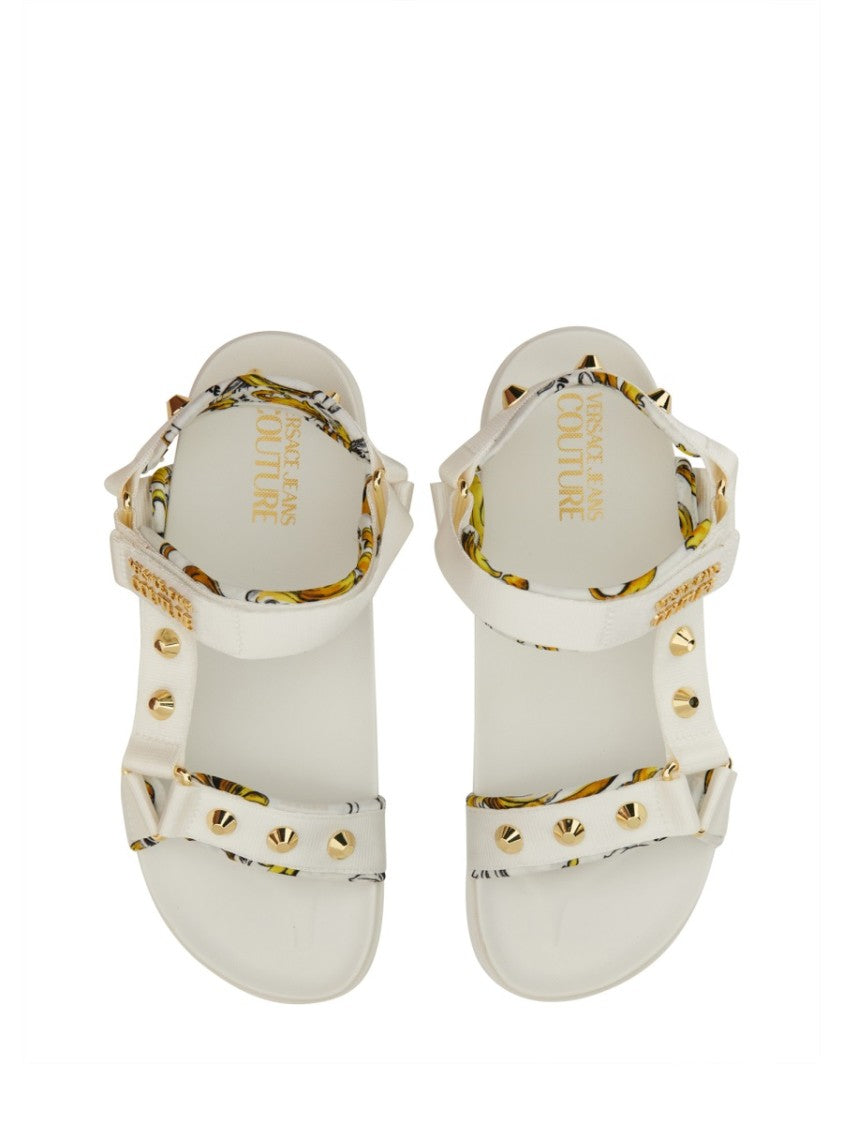 Versace Jeans Couture Sole Sandals With Decorative Logo Strap
